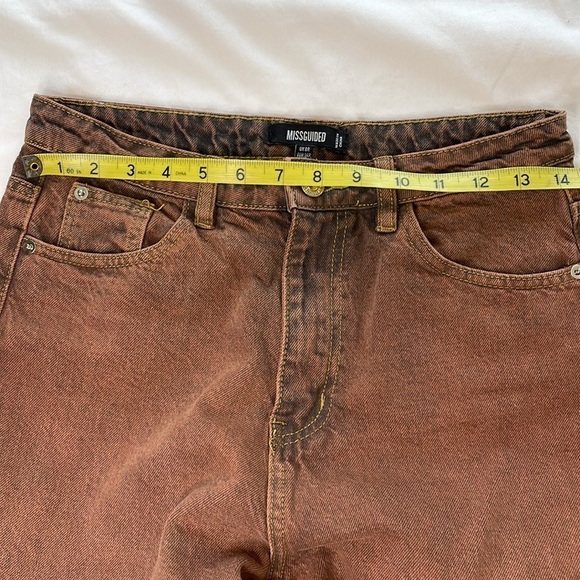 MISSGUIDED Women’s 4R Rust Wash Wrath Split Hem Jeans Straight Street Indie Goth - Picture 8 of 12